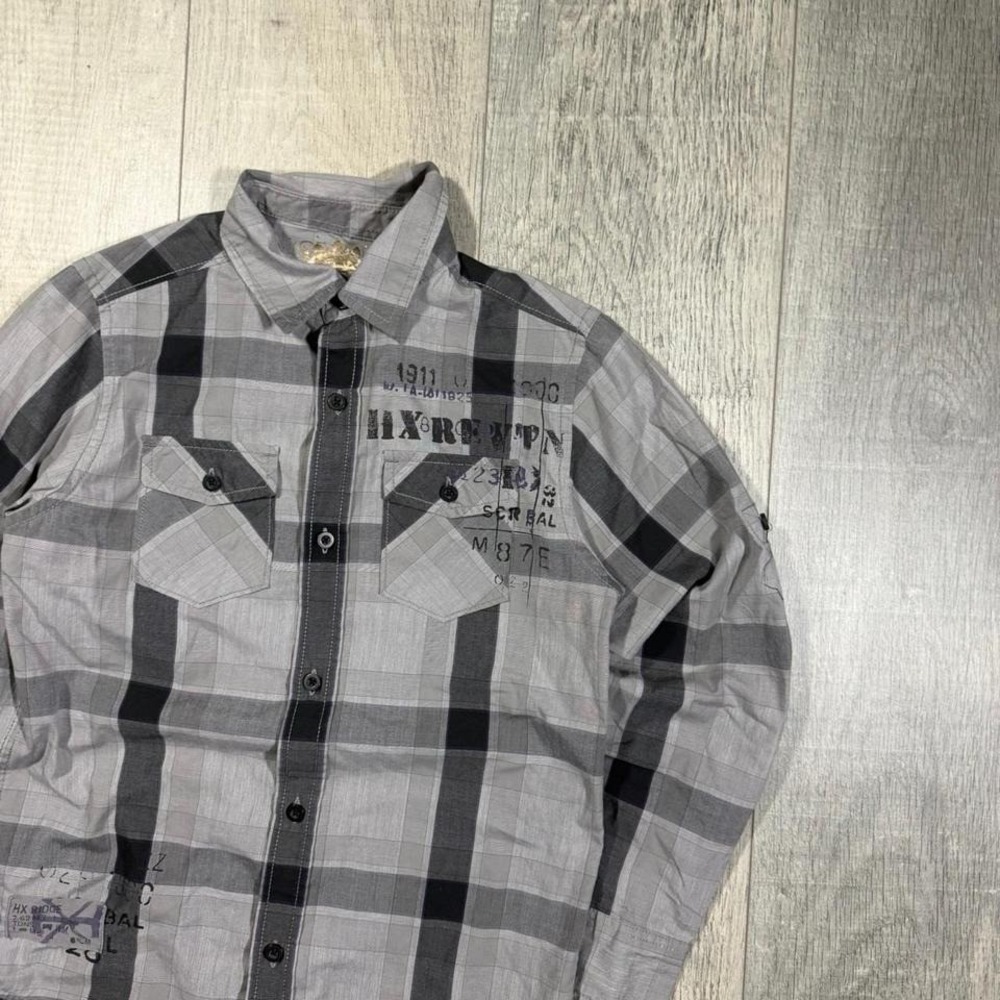 Gray Plaid Button Down Shirt